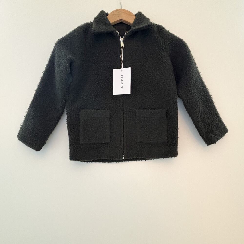 Wolf and Rita, Wool Jacket, Embroidered Gold Glasses on Back, NWT, Kids Size 6
